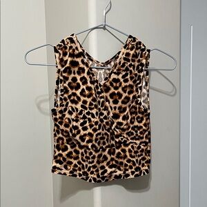 SHEIN Leopard Print V-Neck Sleeveless Camisole - Brown/Black